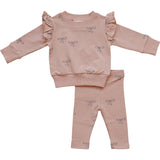 Pink Ribbon Ruffle French Terry Set - Baby Girl