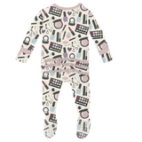 Print Muffin Ruffle Footie with 2 Way Zipper - Mama's Makeup