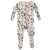 Print Muffin Ruffle Footie with 2 Way Zipper - Mama's Makeup
