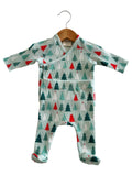 Organic Waffle Kimono & Pant Set - Festive Firs