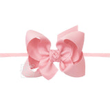 1/4" NYLON PANTYHOSE HEADBAND W/SIGNATURE GROSGRAIN BOW: MANDARINE ORANGE / 5.5" Huge