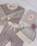 Chunky Knit Sweater - Black Cherry Stripe