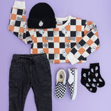 Boo Checkered Halloween Sweatshirt - Baby Boy