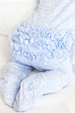 Blue-Tiful Bows Ruffle Zipper Footie