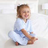 Blue-Tiful Bows Girls Two-Piece Flare Lounge Set