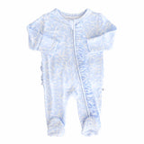 Blue-Tiful Bows Ruffle Zipper Footie