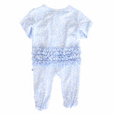 Blue-Tiful Bows Ruffle Zipper Footie