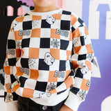 Boo Checkered Halloween Sweatshirt - Baby Boy