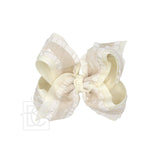 Double Ruffle/ Grosgrain Layered Hair Bow: Taupe / 5.5" Huge
