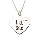 Little Girls Sis Heart Necklace - Sterling Silver