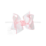 1/4"PANTYHOSE HEADBAND W/ CROCHET EDGE HAIR BOW: Red w/ White Crochet Edge / 5.5" Huge