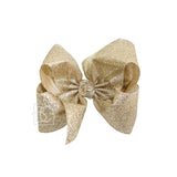Glitter Metallic Bow on Clip: 5.5" Huge - 2.5" Ribbon on Alligator Clip - Various Colors