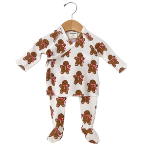 Organic Waffle Kimono & Pant Set - Gingerbread Man