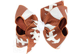 Layered Football Bows 5.5" Huge -Clip
