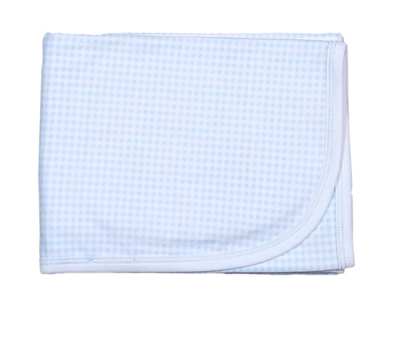 Blue Gingham Receiving Blanket