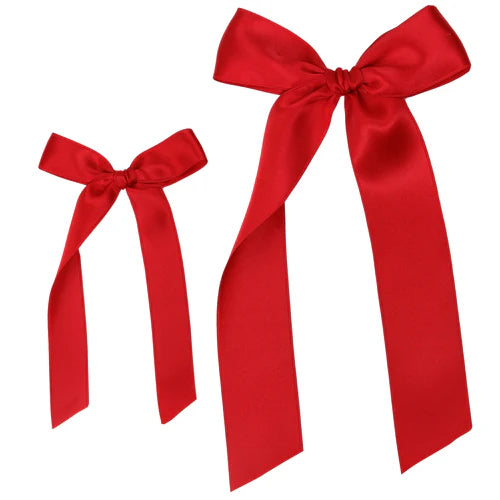 Satin Bow Cherry Sash Clip - Small / Alligator Clip
