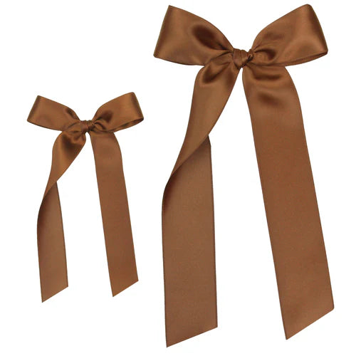 Satin Bow Chocolate Sash Clip - Small / Alligator Clip