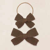 Sweater Bow - Cocoa Chunky Knit, Large on Clip
