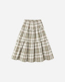 Tiered Midi Skirt - Olive Dobby Plaid