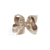 Double Ruffle/ Grosgrain Layered Hair Bow: Taupe / 5.5" Huge