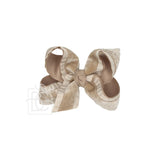 Double Ruffle Velvet/Grosgrain Layered Bow on Nylon - Large, Various Colors