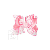Peppermint Pastel Print Hair Bow on Alligator Clip: 5.5" Huge