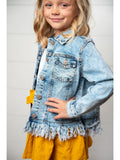 Light Wash Faded Denim Fringe Jacket