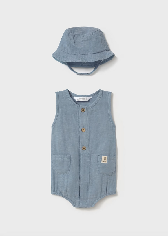 Baby Romper with Hat - Denim