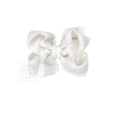 Double Ruffle/ Grosgrain Layered Hair Bow: Taupe / 5.5" Huge