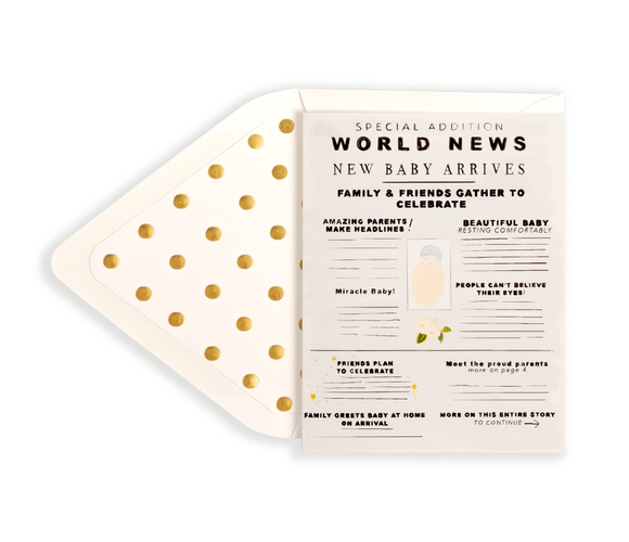 World News Baby Announcement Greeting Card