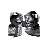 Layered Gingham/Grosgrain Bow on Clip: 5.5" Huge - 2.25" & 1.5" Ribbons on Alligator Clip - Various Colors