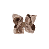 Double Ruffle Velvet/Grosgrain Layered Bow on Clip - Large, Various Colors