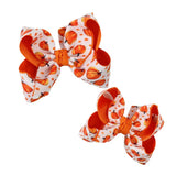 Layered Pumpkin Grosgrain Hair Bow : 5.5" Huge