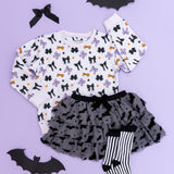 Flocked Bats Halloween Bow Tiered Tutu - Baby Girl