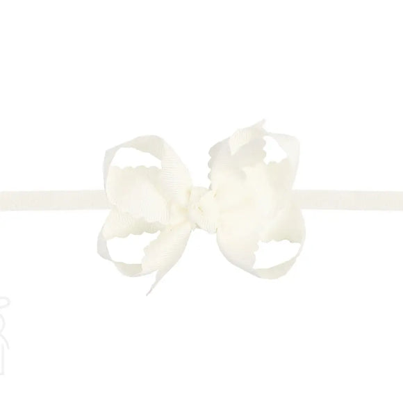 Nylon Headband w/ Scalloped Edge - Medium Bow - 3.5