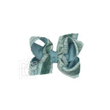 Double Ruffle/ Grosgrain Layered Hair Bow: Taupe / 4.5" Large