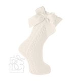 Scottish Yarn Openwork Knee Socks with Bow - Several Colors!