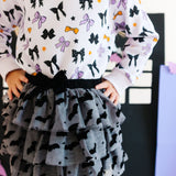 Flocked Bats Halloween Bow Tiered Tutu - Baby Girl