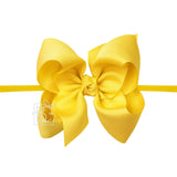 1/4" Nylon Pantyhose Headband w/ Signature Grosgrain Bow: 5.5" Huge - Various Colors