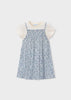 Girls Printed Dress - Sky Blue