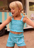 Girl Shorts and Smocked Top Set - Pacific