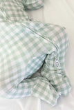 Peter Pan Collar Zipper Footie - Moss Gingham
