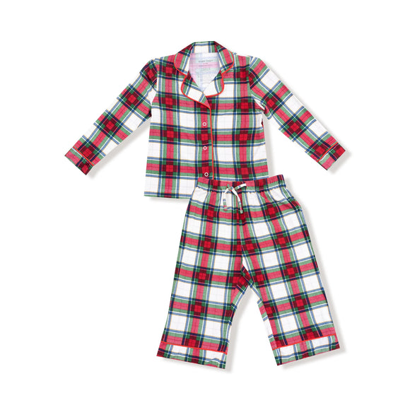 Holiday Plaid Coat-Style Pajama Set - Kids