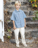 Denim Short Sleeve Overshirt - Washed Blue