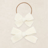 Sweater Bow - Ivory Chunky Knit, Large on Clip
