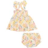 Ruffle Strap Smocked Top and Diaper Cover - Paris Bouquet