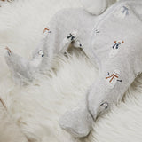 Snowman Print on Light Heather Grey Sleeper