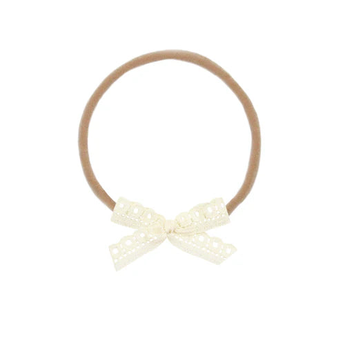 Lace Bow - Mini Cream Headband