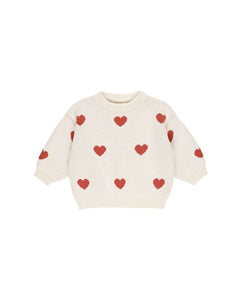 Heart Knit Sweater, Natural