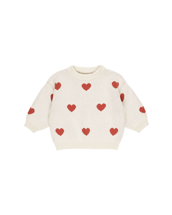 Heart Knit Sweater, Natural